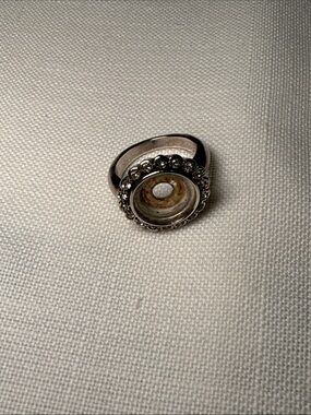Lotti Dotties | Silver-tone Round Rhinestone Halo Interchangeable Ring size 7